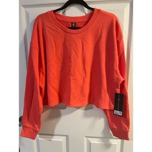 Velocity Active Coral Cropped Soft Pullover Long Sleeve Sweatshirt